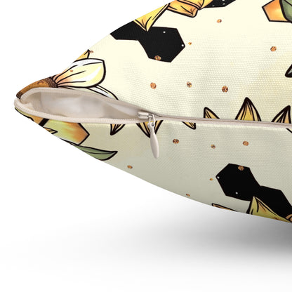 Honeycombs & Sunflowers Throw Pillow