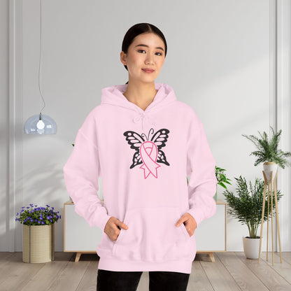 Butterfly Pink Support Ribbon Adult Heavy Blend™ Hoodie