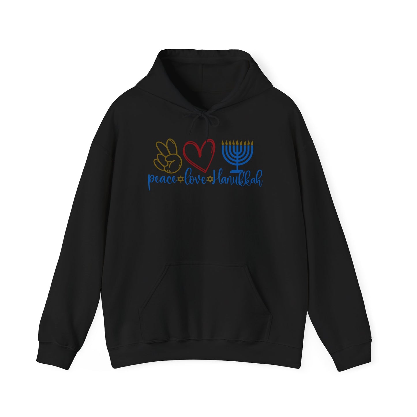 Peace Love Hanukkah Adult Heavy Blend™ Hooded Sweatshirt