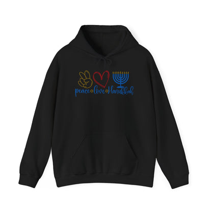 Peace Love Hanukkah Adult Heavy Blend™ Hooded Sweatshirt