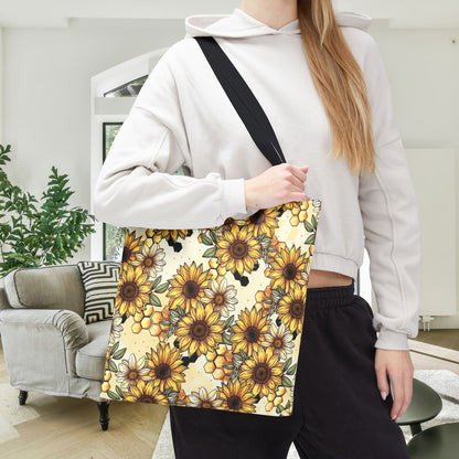 Honeycombs & Sunflowers Canvas Tote Bag