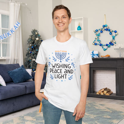 Hanukkah Wishing Peace & Light Adult T-shirt