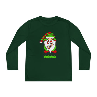 Candy Cane Crew Gnome Youth Long Sleeve Tee