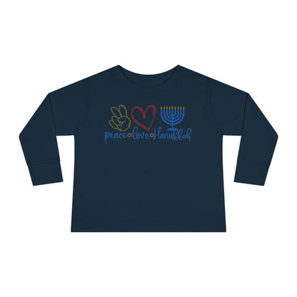 Peace Love Hanukkah Toddler Long Sleeve Tee