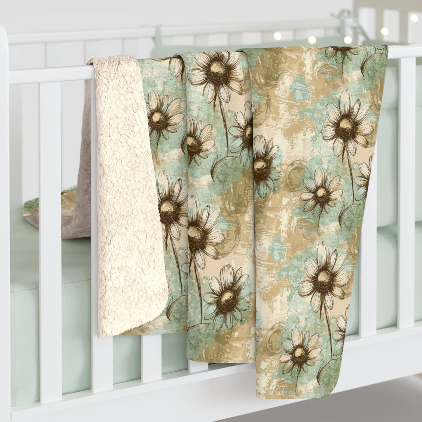 Worn Meadow Daisies Fleece Blanket