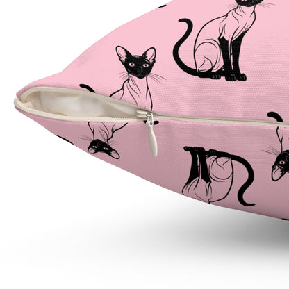 Siamese Charm – Pink Whisper Throw Pillow