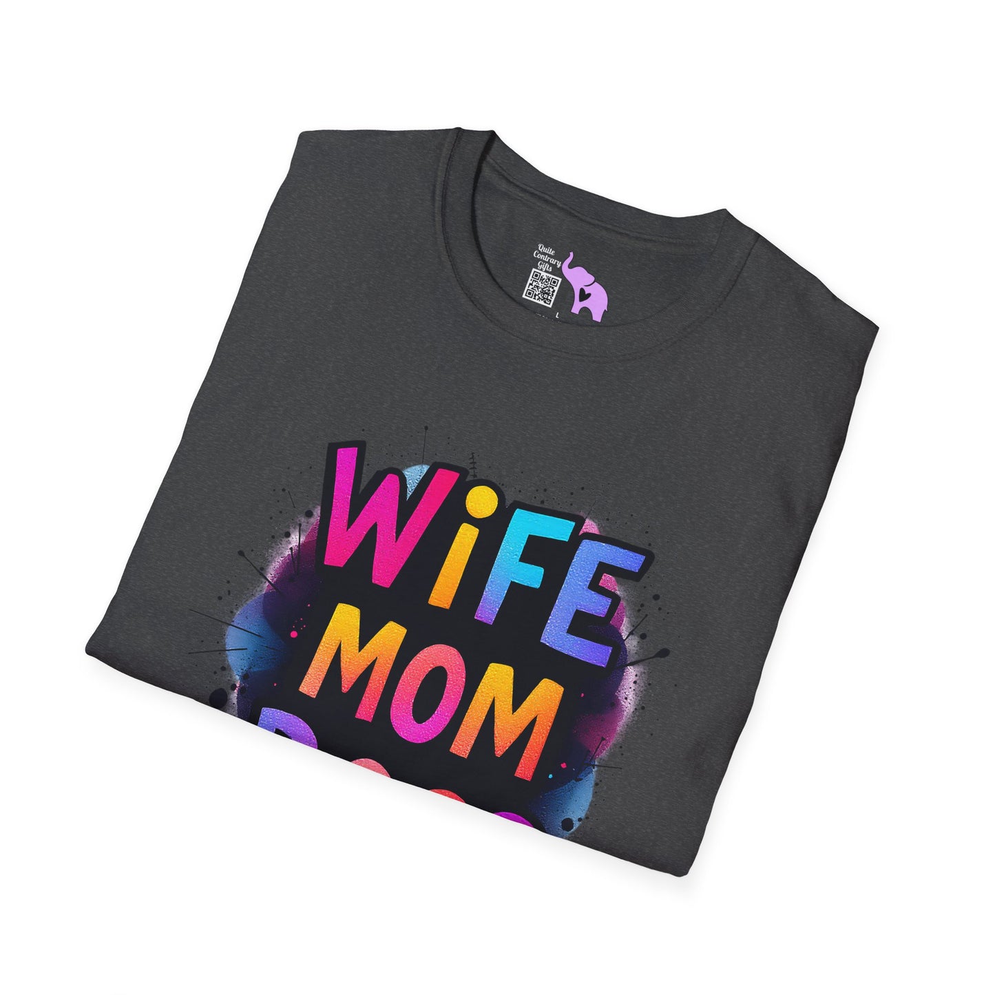 Wife Mom Boss (Primary Colors) Adult T-shirt