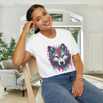 Colorful Wolf Adult T-shirt