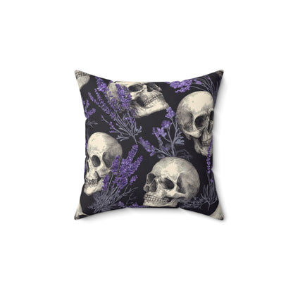 Midnight Lavender Skulls Throw Pillow