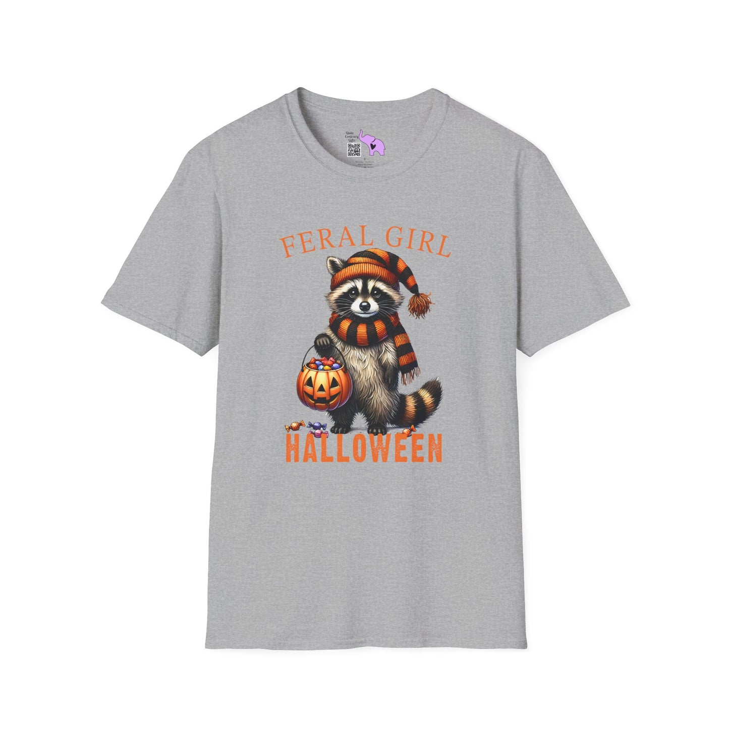 Feral Girl Halloween Racoon Adult T-shirt