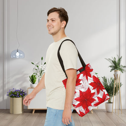 Crimson Poinsettia Sketch Canvas Tote Bag