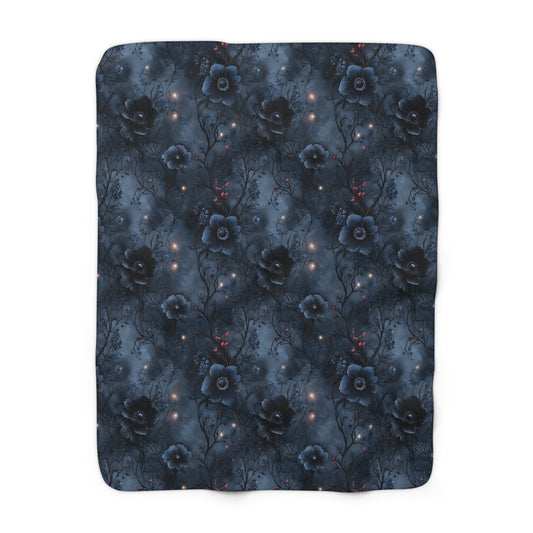 Black Roses & Vines Sherpa Fleece Blanket