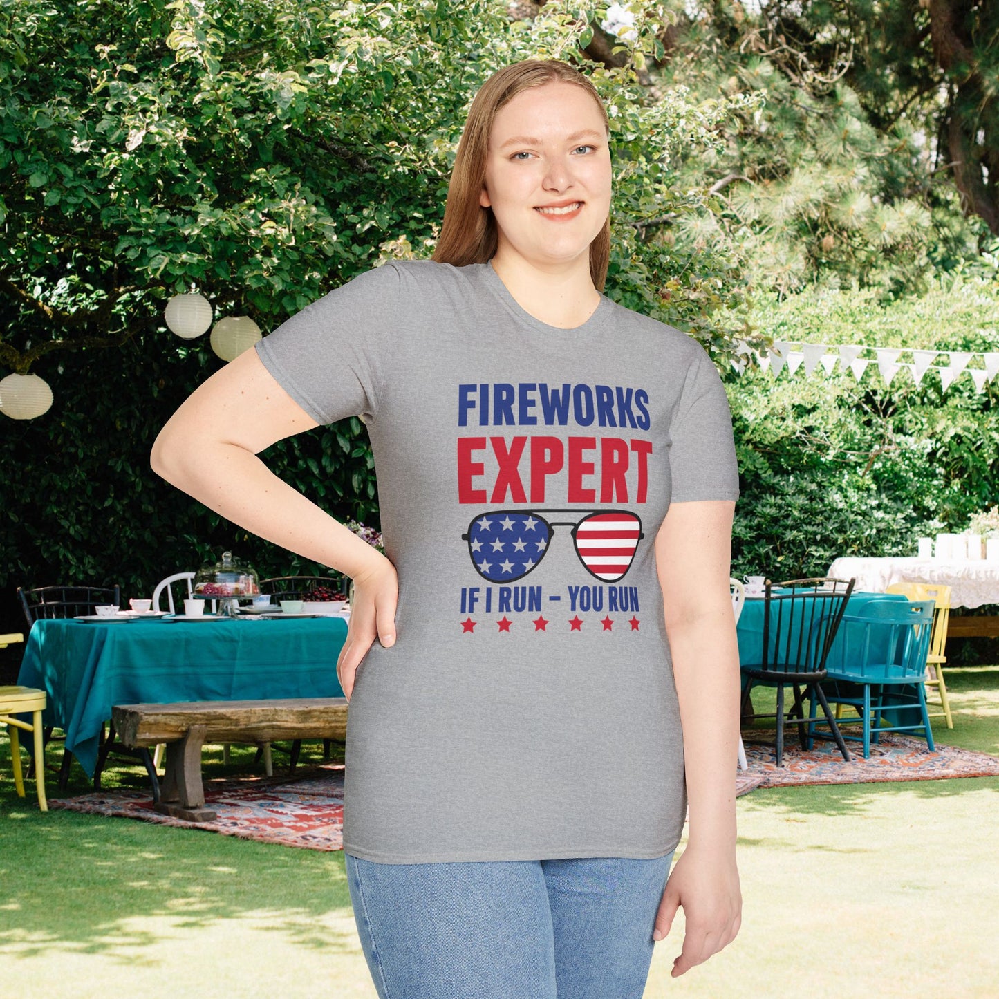 Fireworks Expert If I Run You Run Adult T-shirt