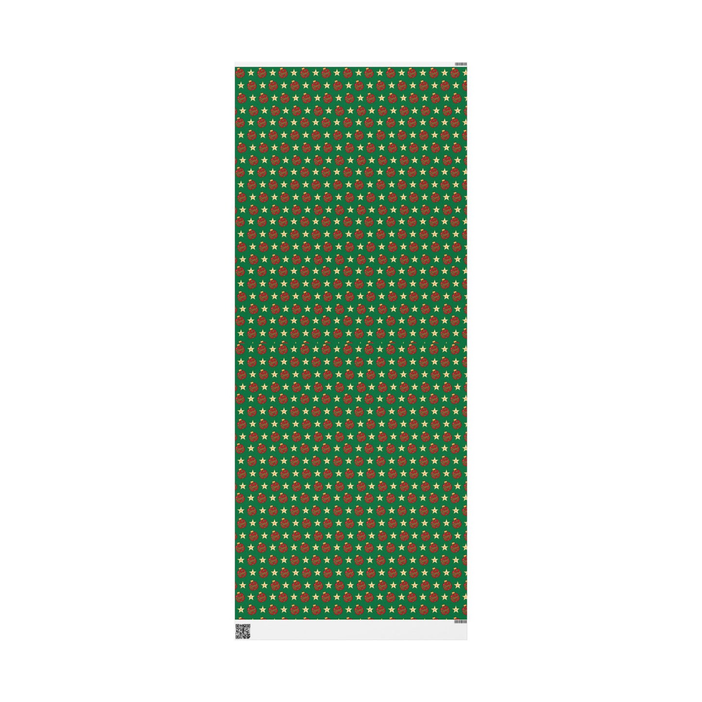 Red Ornament Gold Star Green Custom Wrapping Paper (Sarah)