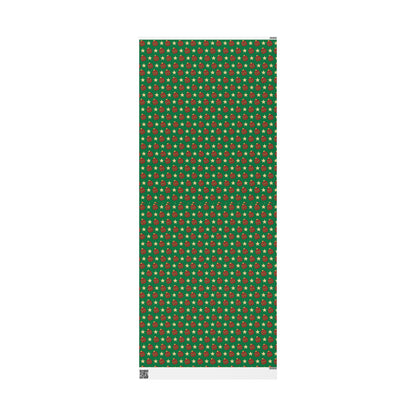 Red Ornament Gold Star Green Custom Wrapping Paper (Sarah)