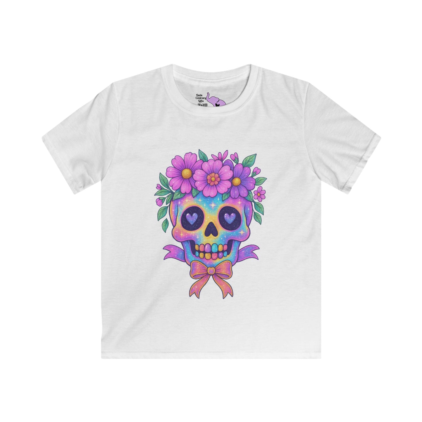 Neon Sugar Skull w/Floral Crown Youth Softstyle Tee