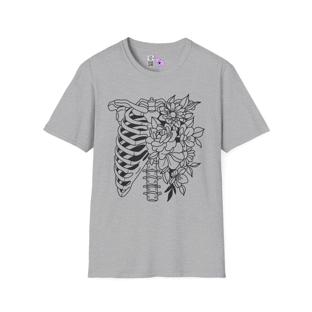 Floral Ribcage Adult T-shirt