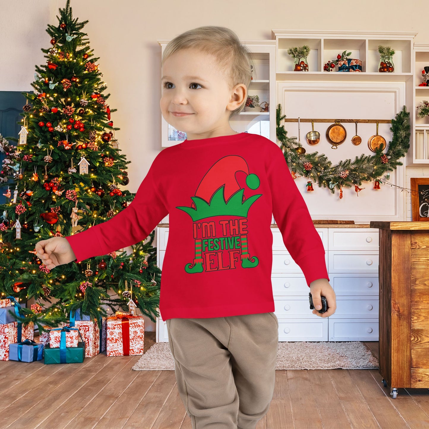 I'm The Festive Elf Toddler Long Sleeve Tee