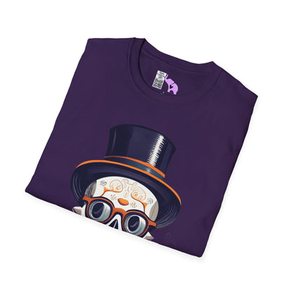 Top Hat & Mustache Skull Adult T-shirt