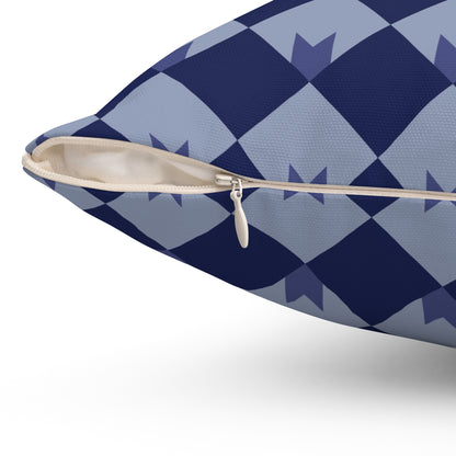 Diamond Bloom-Navy & Periwinkle Throw Pillow