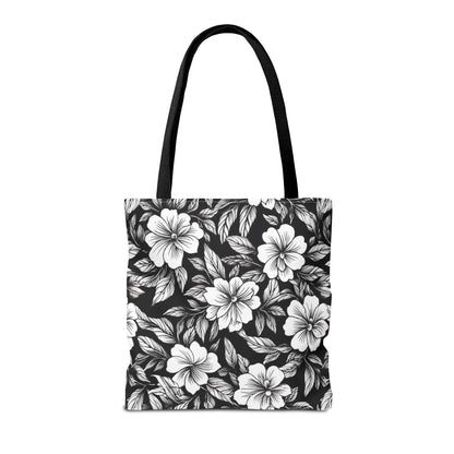 Monochrome Paradise Bloom Canvas Tote Bag
