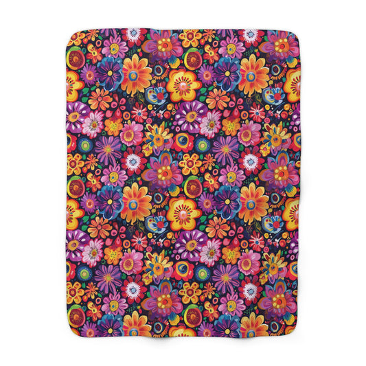 Floral Fiesta Sherpa Fleece Blanket