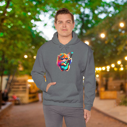 Colorful Guitar Kitten Heavy Blend™ Hooded Sweatshirt