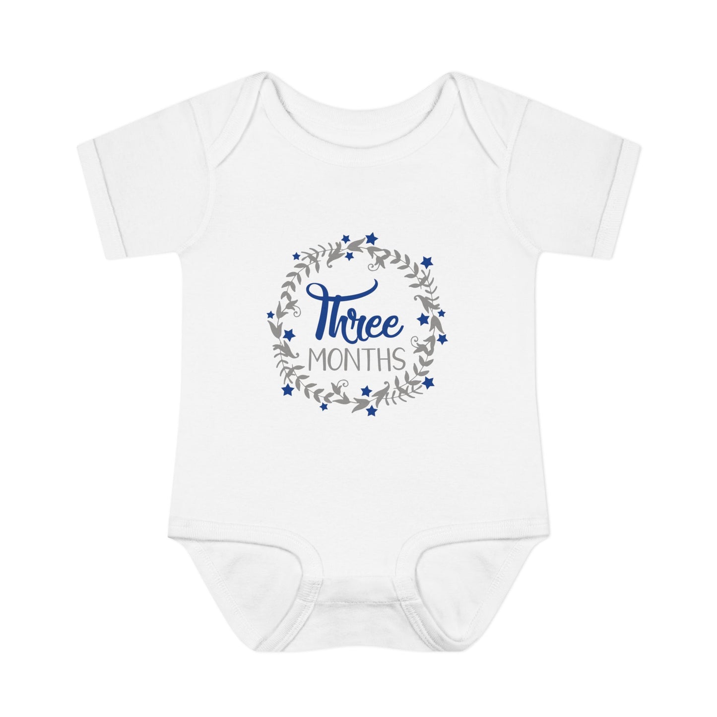 Blue Milestone Wreath Onesie-Three Months