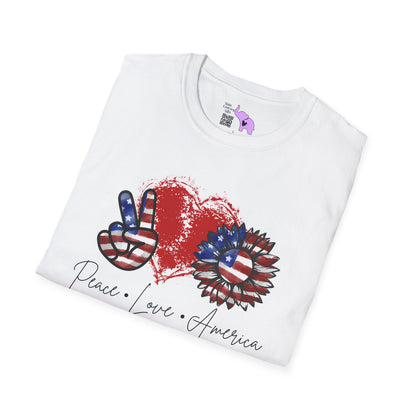 Peace Love America Adult T-shirt