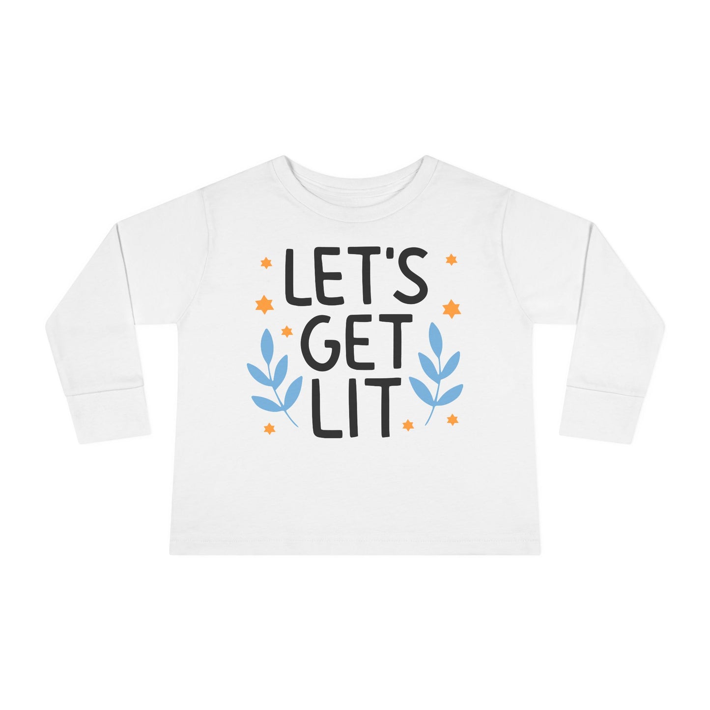 Hanukkah Let's Get Lit Toddler Long Sleeve Tee