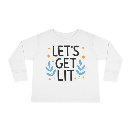 Hanukkah Let's Get Lit Toddler Long Sleeve Tee