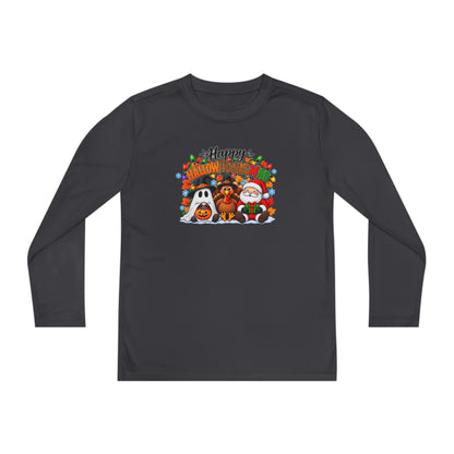 Happy Hallowthanksmas (String Lights) Youth Long Sleeve Tee