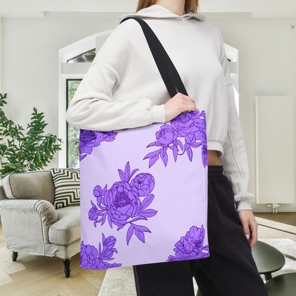 Royal Orchid Peonies Canvas Tote Bag
