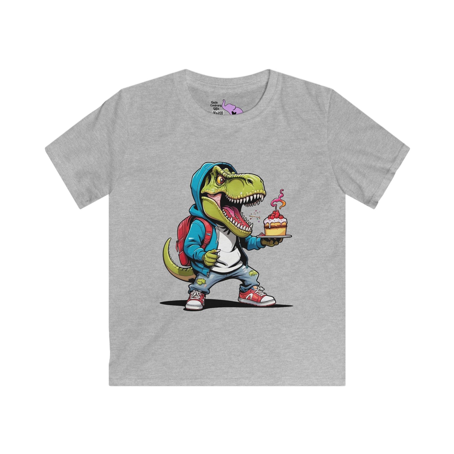 Dinosaur w/Cake Youth Softstyle Tee