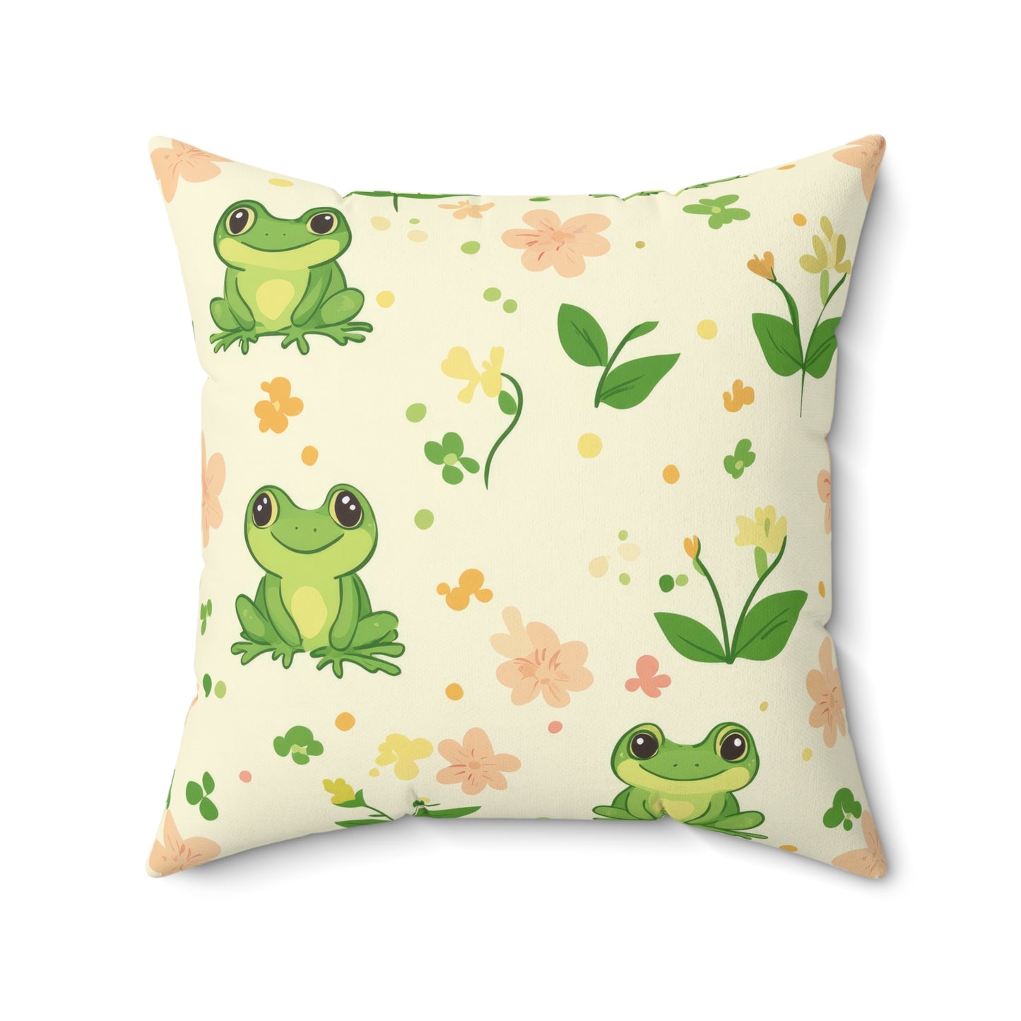 Froggy Meadow Throw Pillow