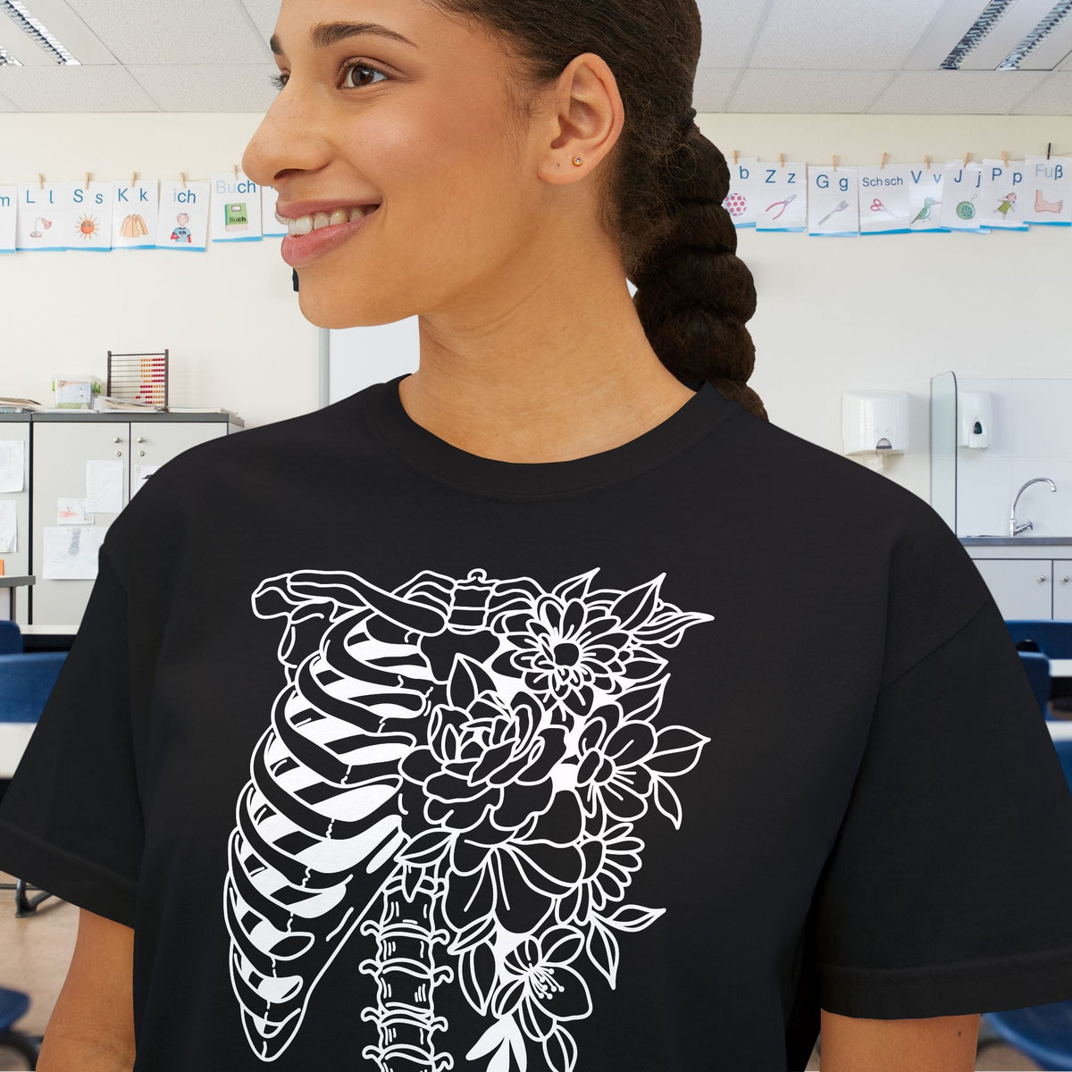 Floral Ribcage Women's Boxy Tee