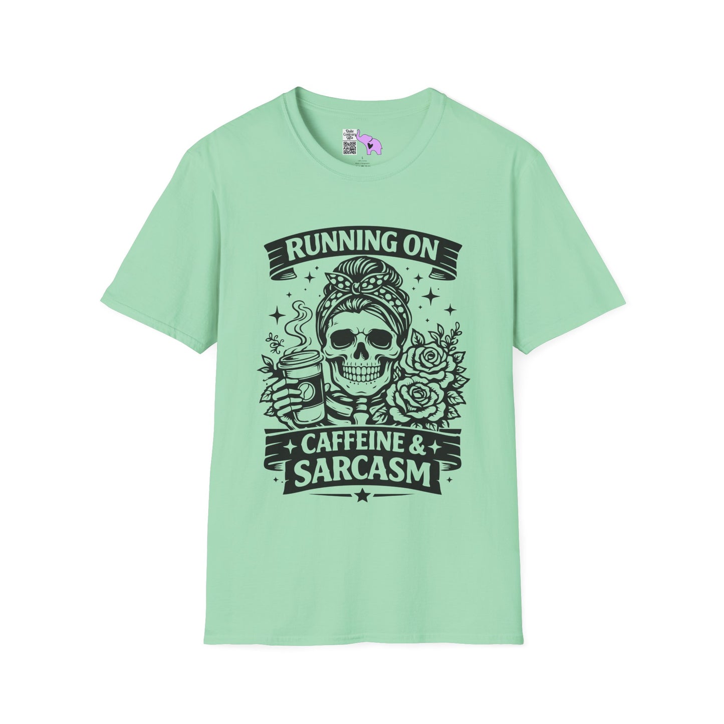 Running On Caffeine & Sarcasm Adult T-shirt