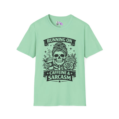 Running On Caffeine & Sarcasm Adult T-shirt