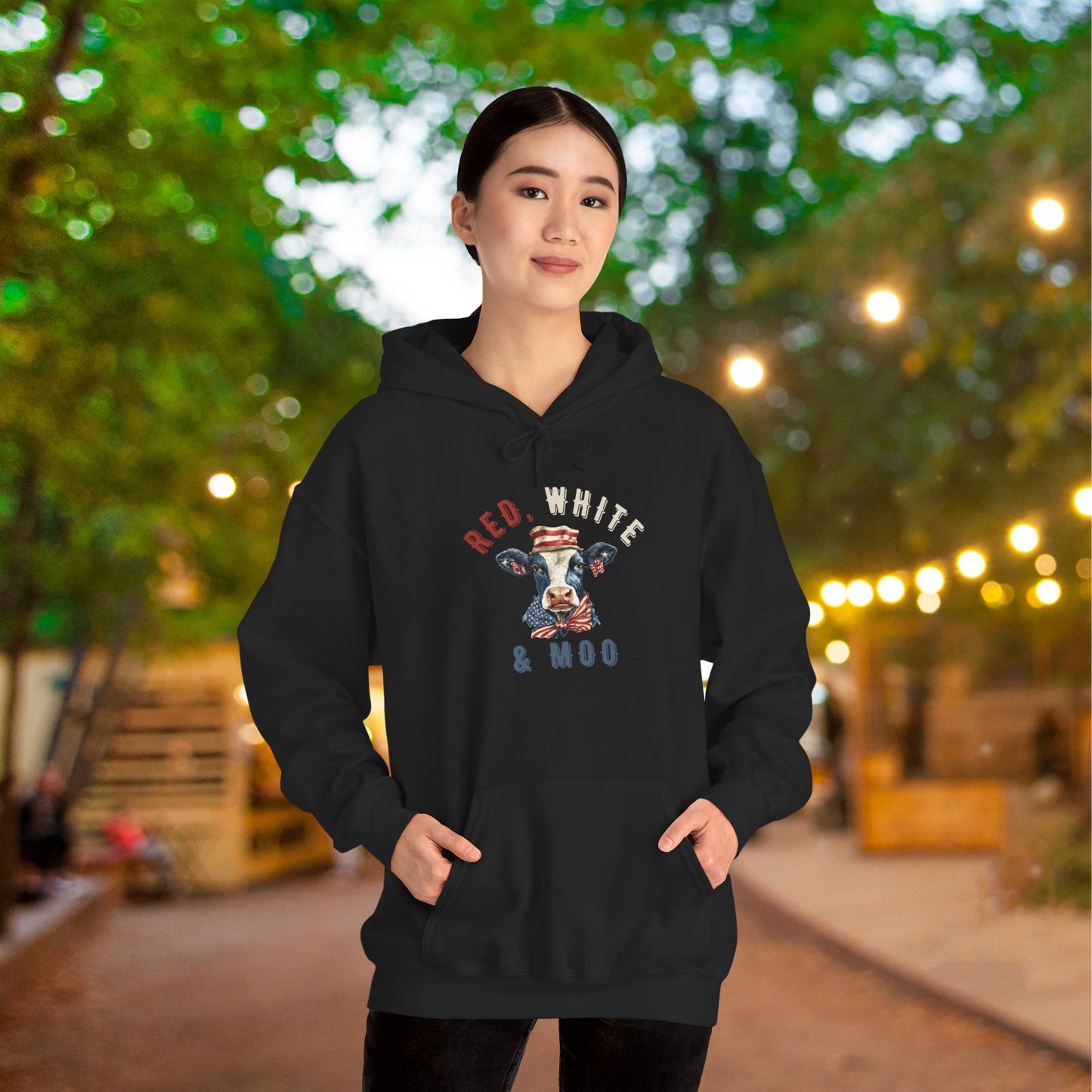 Red, White, & Moo Off Heavy Blend™ Hooded Sweatshirt