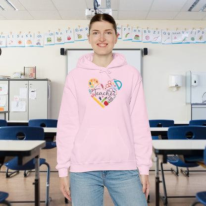 Teacher Supply Heart Heavy Blend™ Hooded Sweatshirt