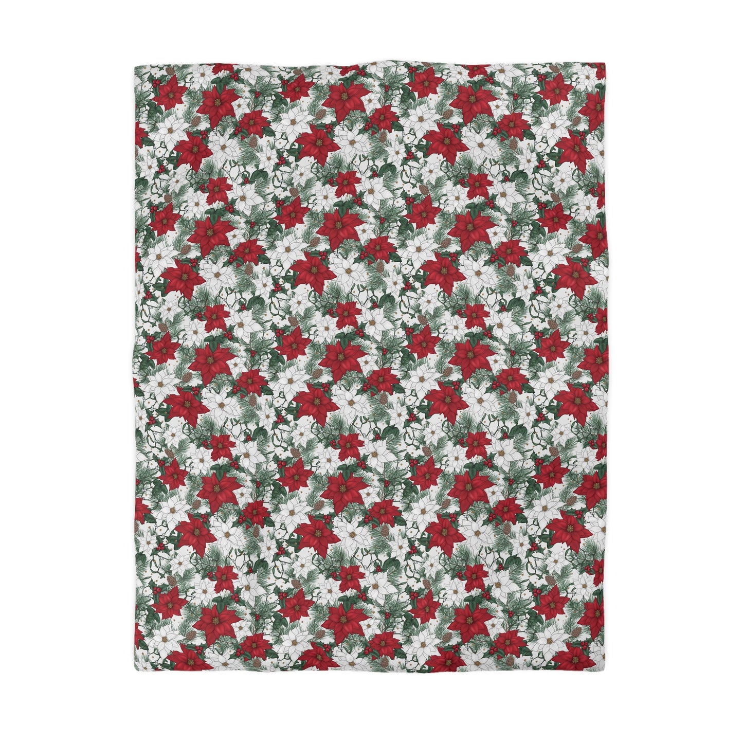 Winter Poinsettia Garden Microfiber Duvet Cover