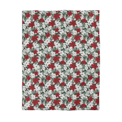 Winter Poinsettia Garden Microfiber Duvet Cover