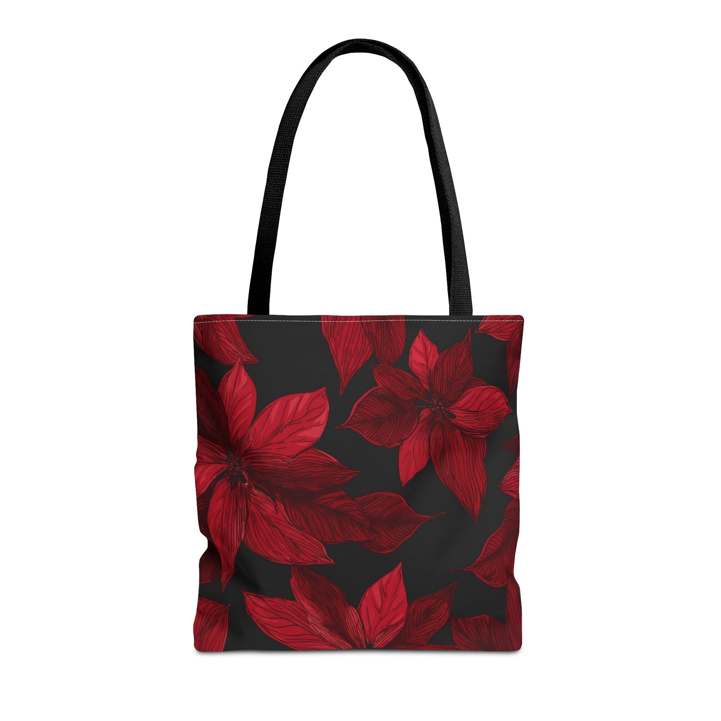 Midnight Poinsettia Garden Canvas Tote Bag