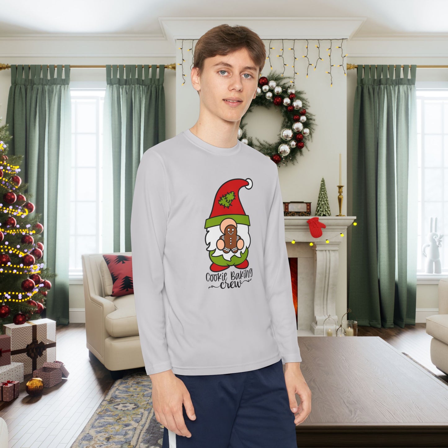Cookie Baking Crew Gnome Youth Long Sleeve Tee