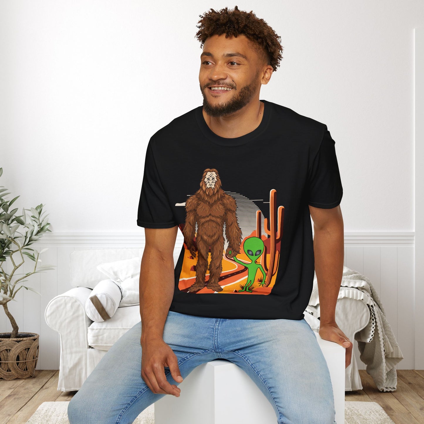 Bigfoot & Alien Adult T-shirt