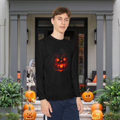 ""Inferno Jack-O’-Lantern Youth Long Sleeve Tee