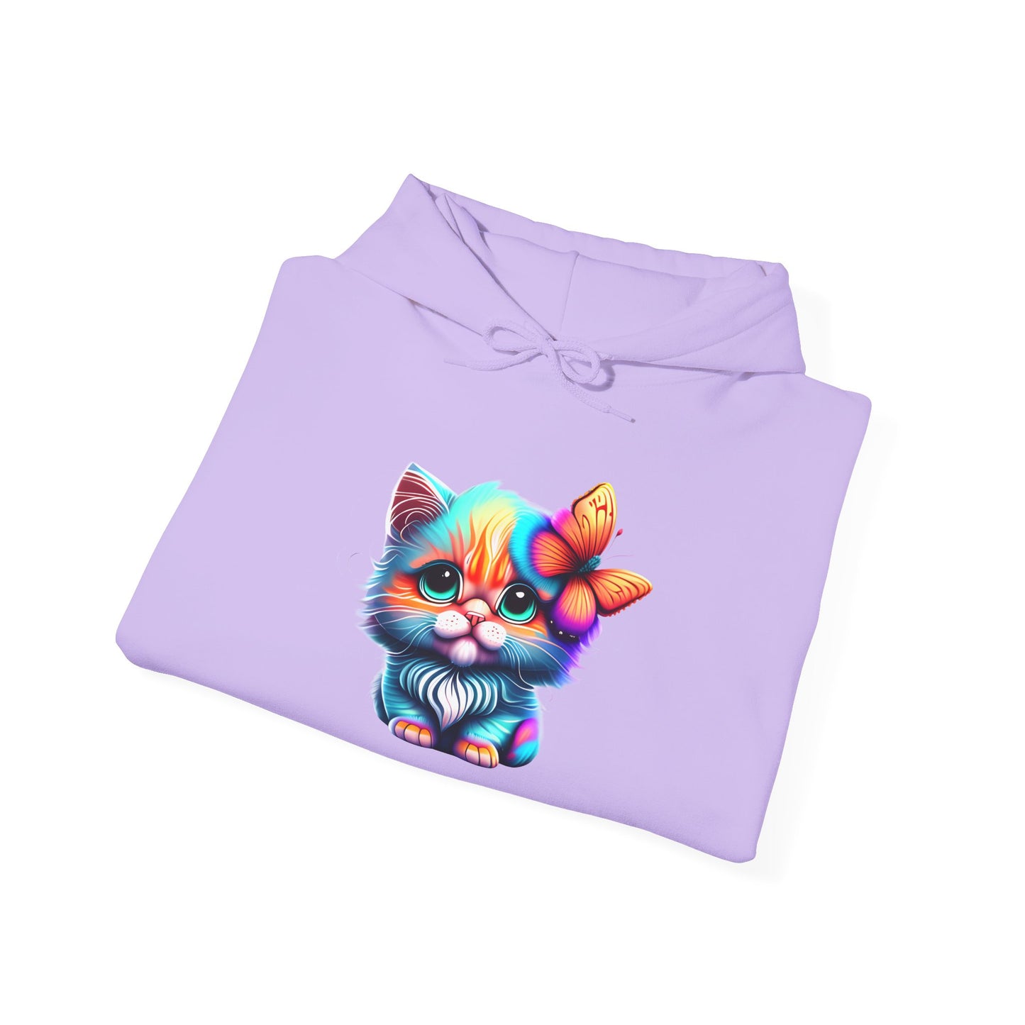 Cute Colorful Kitten w/Butterfly Heavy Blend™ Hooded Sweatshirt