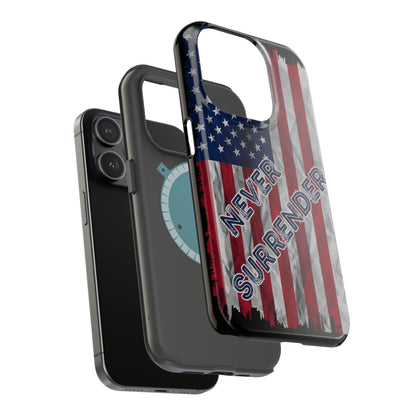 Never Surrender American Flag MagSafe® Compatible Tough Case for iPhone