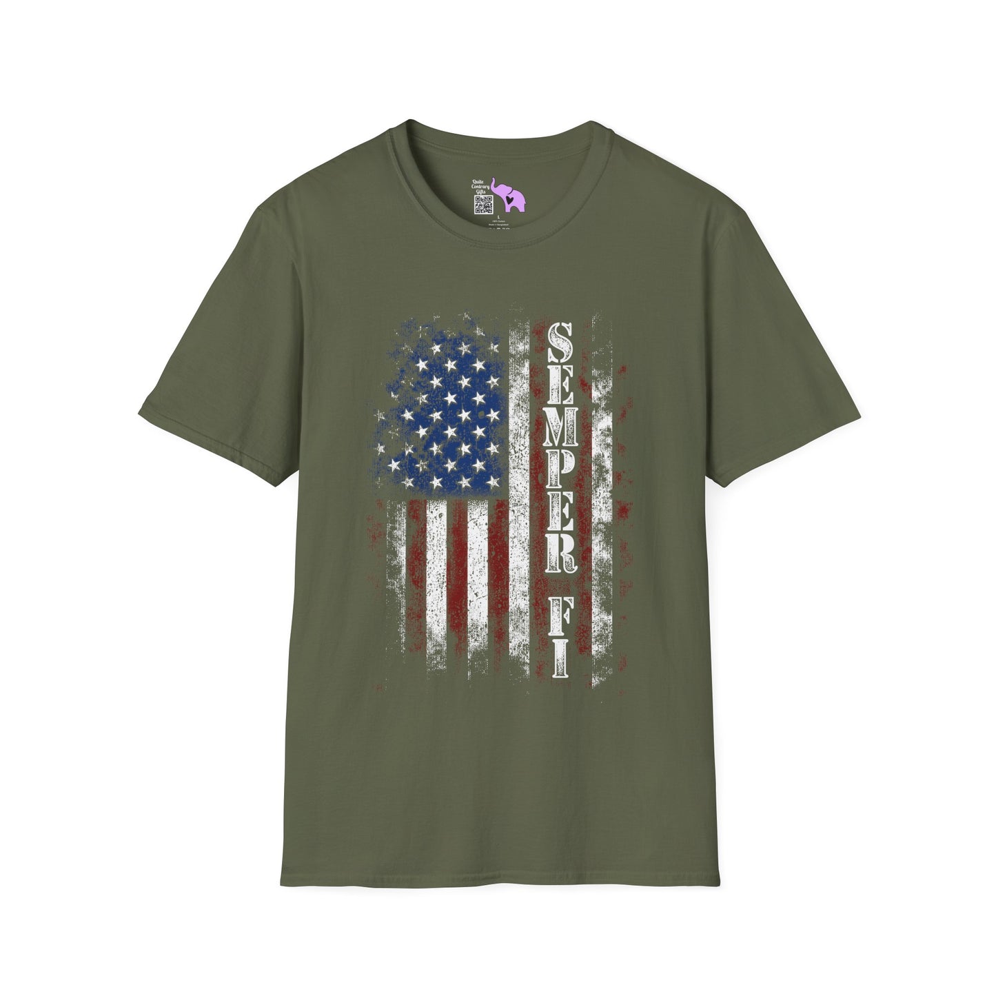Semper Fi American Flag Adult T-Shirt