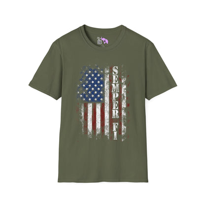 Semper Fi American Flag Adult T-Shirt